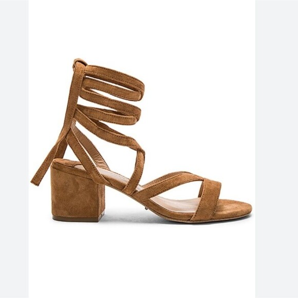J Peterman brown Sienna Kid Elegant Tan Strappy Sandals size 37 - Picture 6 of 12